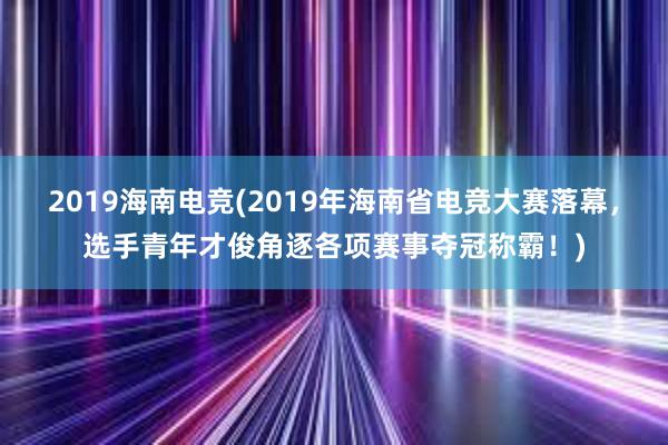 2019海南电竞(2019年海南省电竞大赛落幕，选手青年才俊角逐各项赛事夺冠称霸！)