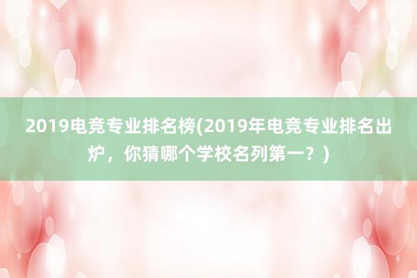 2019电竞专业排名榜(2019年电竞专业排名出炉，你猜哪个学校名列第一？)