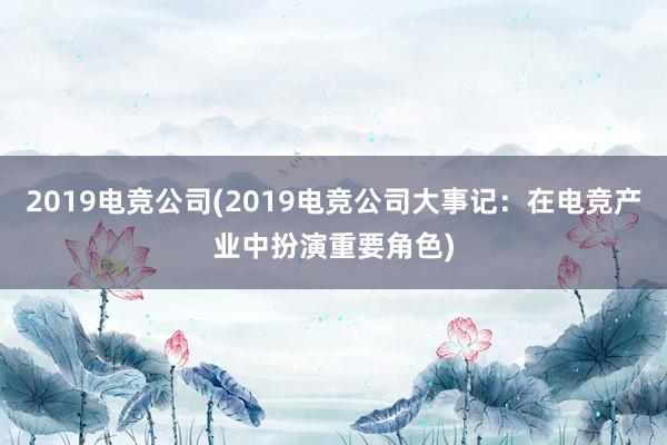 2019电竞公司(2019电竞公司大事记：在电竞产业中扮演重要角色)