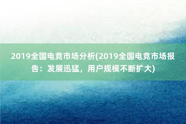 2019全国电竞市场分析(2019全国电竞市场报告：发展迅猛，用户规模不断扩大)