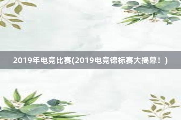 2019年电竞比赛(2019电竞锦标赛大揭幕！)