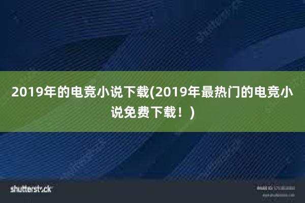 2019年的电竞小说下载(2019年最热门的电竞小说免费下载！)