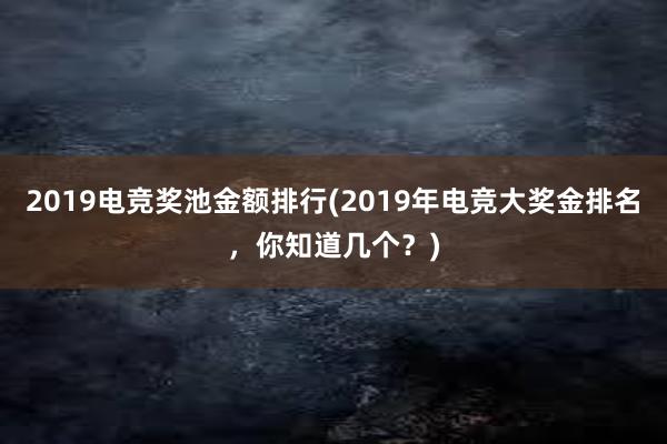 2019电竞奖池金额排行(2019年电竞大奖金排名，你知道几个？)