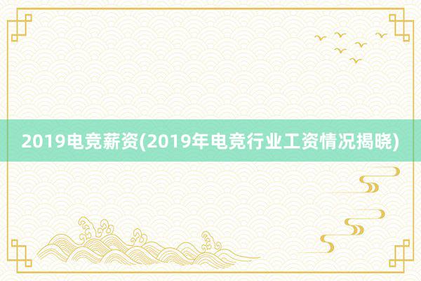 2019电竞薪资(2019年电竞行业工资情况揭晓)