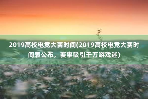 2019高校电竞大赛时间(2019高校电竞大赛时间表公布，赛事吸引千万游戏迷)