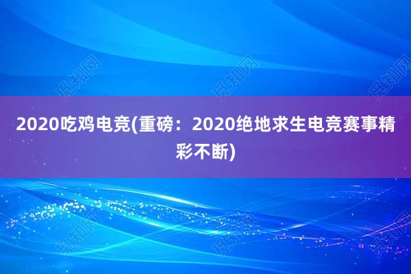 2020吃鸡电竞(重磅：2020绝地求生电竞赛事精彩不断)