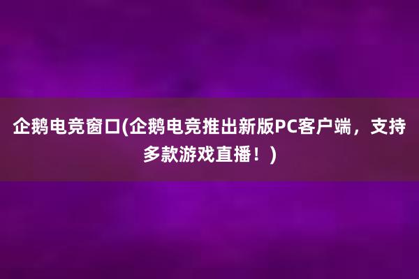 企鹅电竞窗口(企鹅电竞推出新版PC客户端，支持多款游戏直播！)