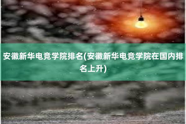 安徽新华电竞学院排名(安徽新华电竞学院在国内排名上升)