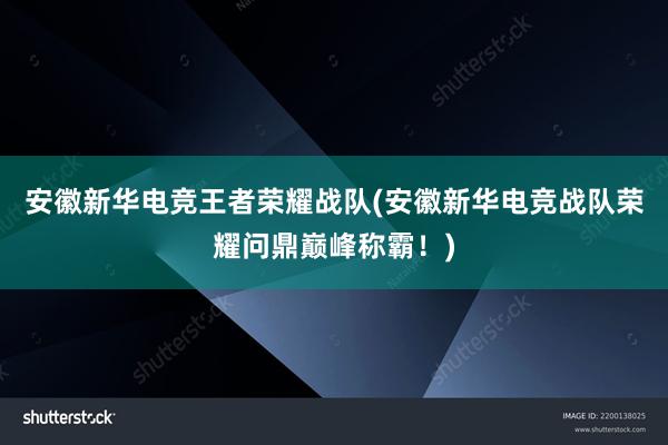 安徽新华电竞王者荣耀战队(安徽新华电竞战队荣耀问鼎巅峰称霸！)