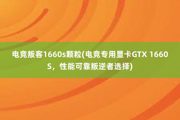 电竞叛客1660s颗粒(电竞专用显卡GTX 1660S，性能可靠叛逆者选择)