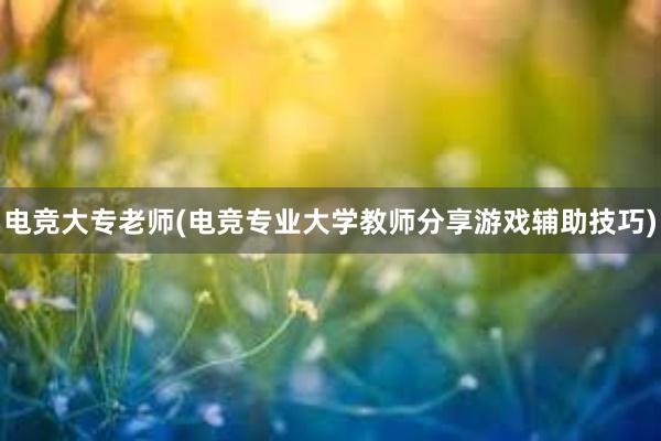 电竞大专老师(电竞专业大学教师分享游戏辅助技巧)