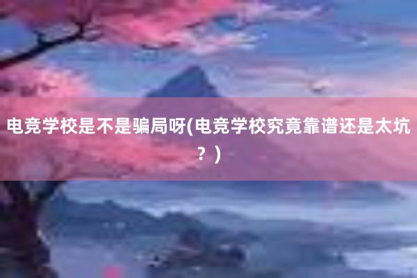 电竞学校是不是骗局呀(电竞学校究竟靠谱还是太坑？)