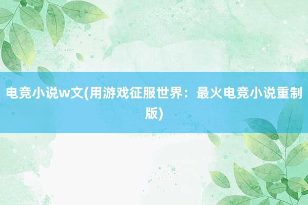 电竞小说w文(用游戏征服世界：最火电竞小说重制版)