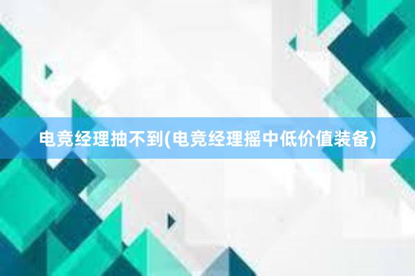 电竞经理抽不到(电竞经理摇中低价值装备)