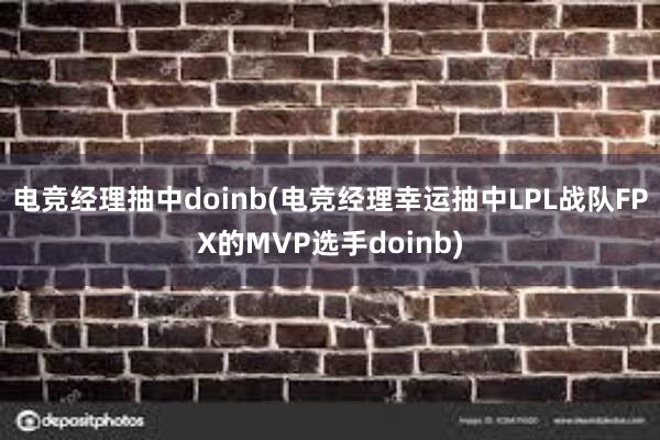 电竞经理抽中doinb(电竞经理幸运抽中LPL战队FPX的MVP选手doinb)