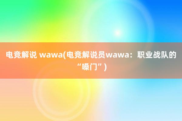 电竞解说 wawa(电竞解说员wawa：职业战队的“嗓门”)