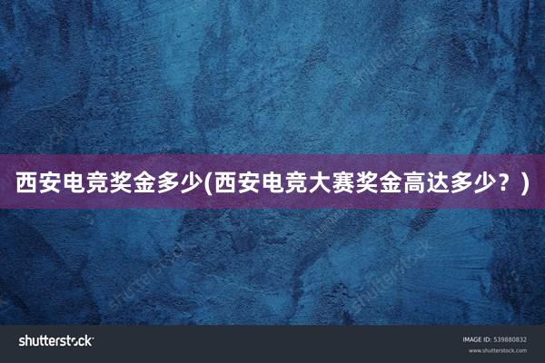 西安电竞奖金多少(西安电竞大赛奖金高达多少？)