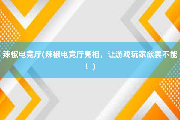 辣椒电竞厅(辣椒电竞厅亮相，让游戏玩家欲罢不能！)