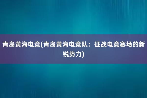 青岛黄海电竞(青岛黄海电竞队：征战电竞赛场的新锐势力)