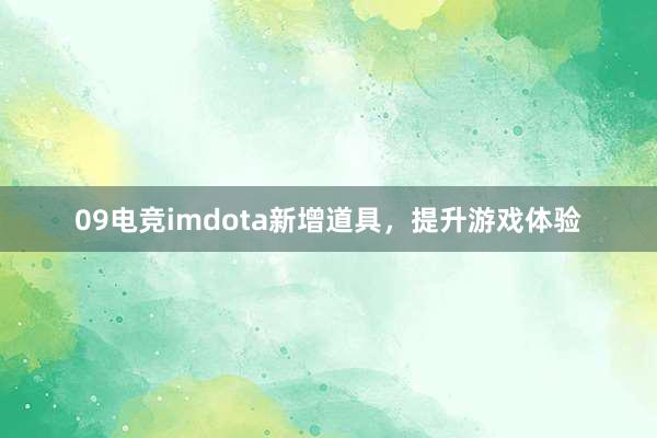 09电竞imdota新增道具，提升游戏体验