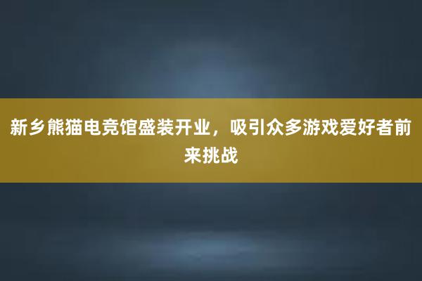 新乡熊猫电竞馆盛装开业，吸引众多游戏爱好者前来挑战