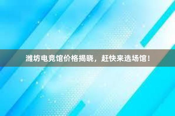 潍坊电竞馆价格揭晓，赶快来选场馆！