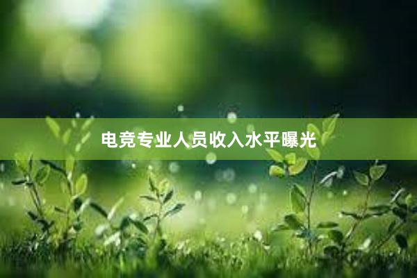 电竞专业人员收入水平曝光