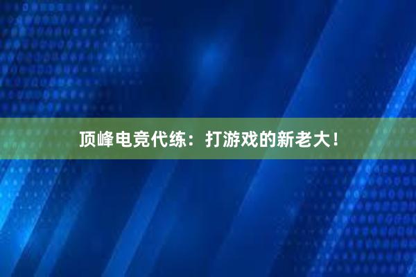 顶峰电竞代练：打游戏的新老大！